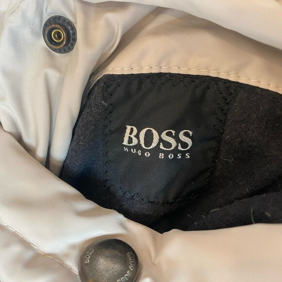 Hugo Boss Real Down Reversible Parka Jacket Hooded Cream Brown Mens Size XL - Picture 13 of 15